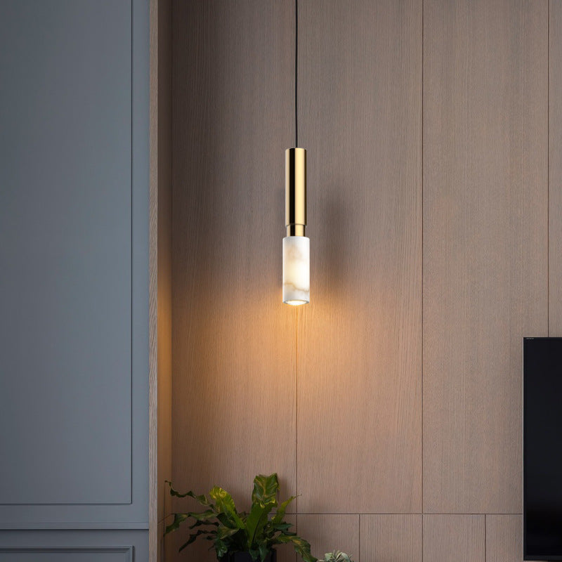 Slanke Marmeren Design Hanglamp – Cilinderdesign