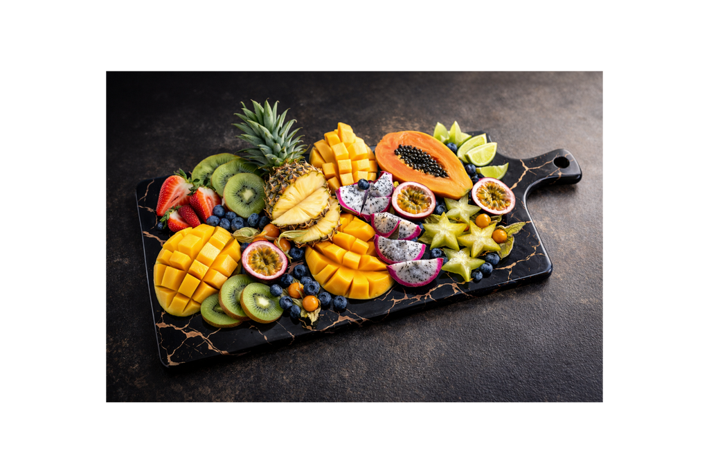 Marmerlook Porselein/Keramiek Bord – Zwart‑Wit met Goudaccent