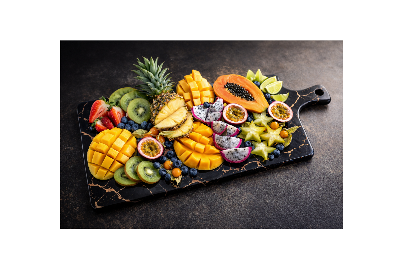 Marmerlook Porselein/Keramiek Bord – Zwart‑Wit met Goudaccent