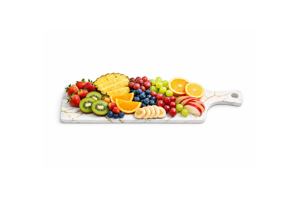 Marmerlook Porselein/Keramiek Bord – Zwart‑Wit met Goudaccent