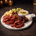 Marmerlook Porselein/Keramiek Bord – Zwart‑Wit met Goudaccent