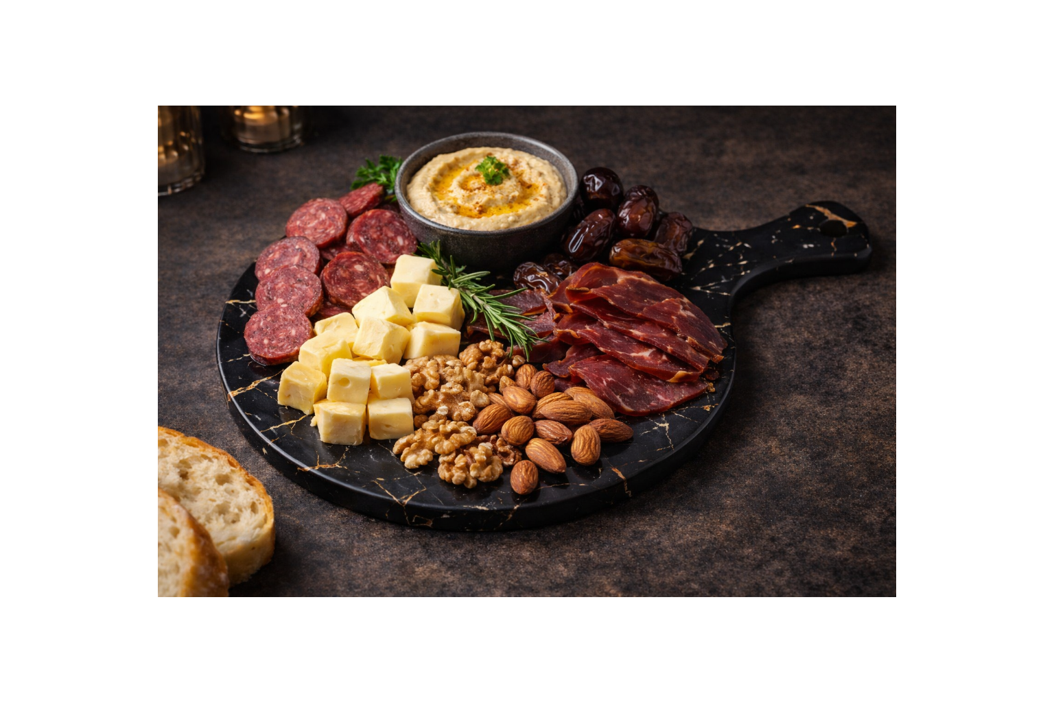 Marmerlook Porselein/Keramiek Bord – Zwart‑Wit met Goudaccent