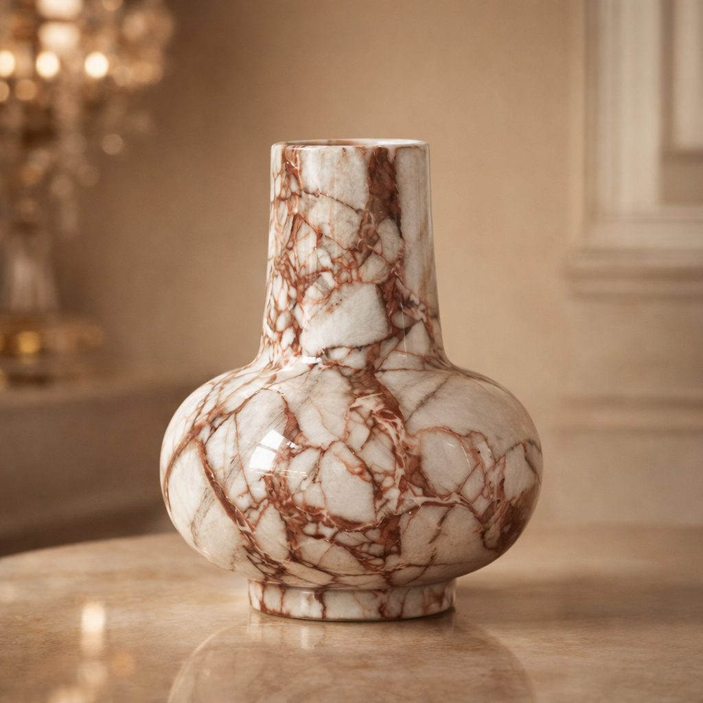 Franse Marmeren Designvaas – Rosso