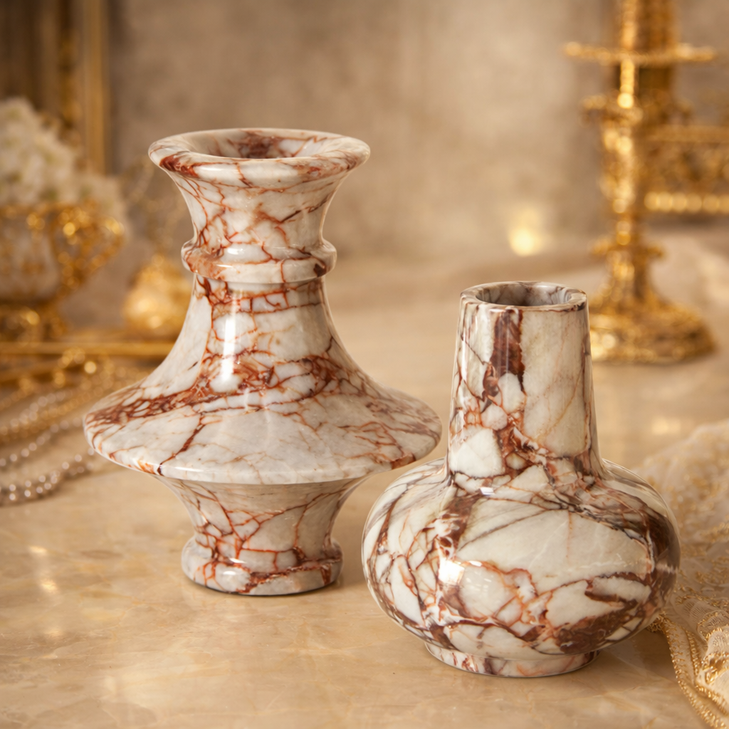 Franse Marmeren Designvaas – Rosso